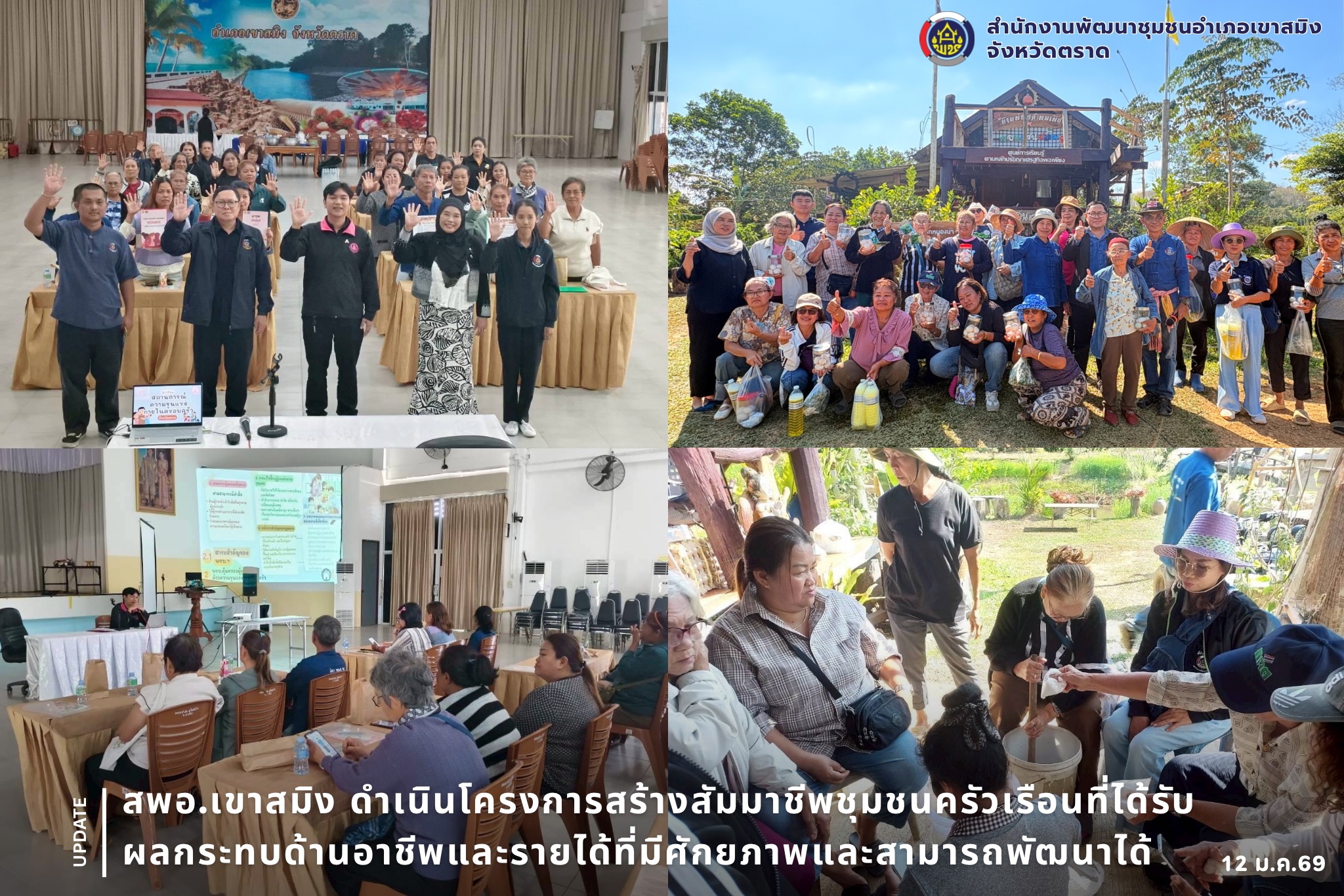 สพอ.เขาสมิง ดำเนินโครงการสร้างสัมมาชีพชุมชนครัวเรือนที่ได้รับผลกระทบด้านอาชีพและรายได้ที่มีศักยภาพและสามารถพัฒนาได้