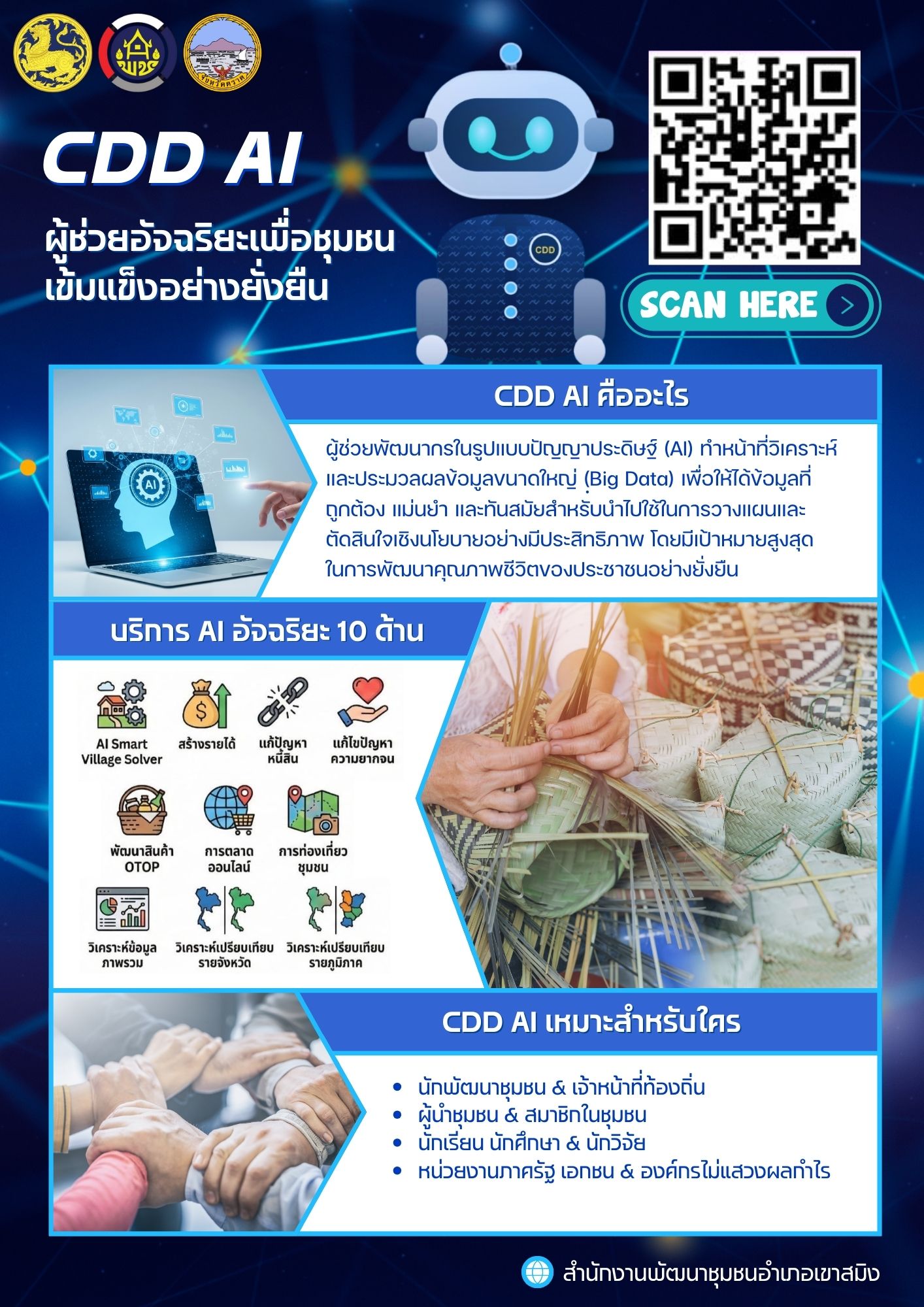 พช.เขาสมิง ชวนใช้ "CDD AI" ผู้ช่วยอัจฉริยะด้านการพัฒนาชุมชน
